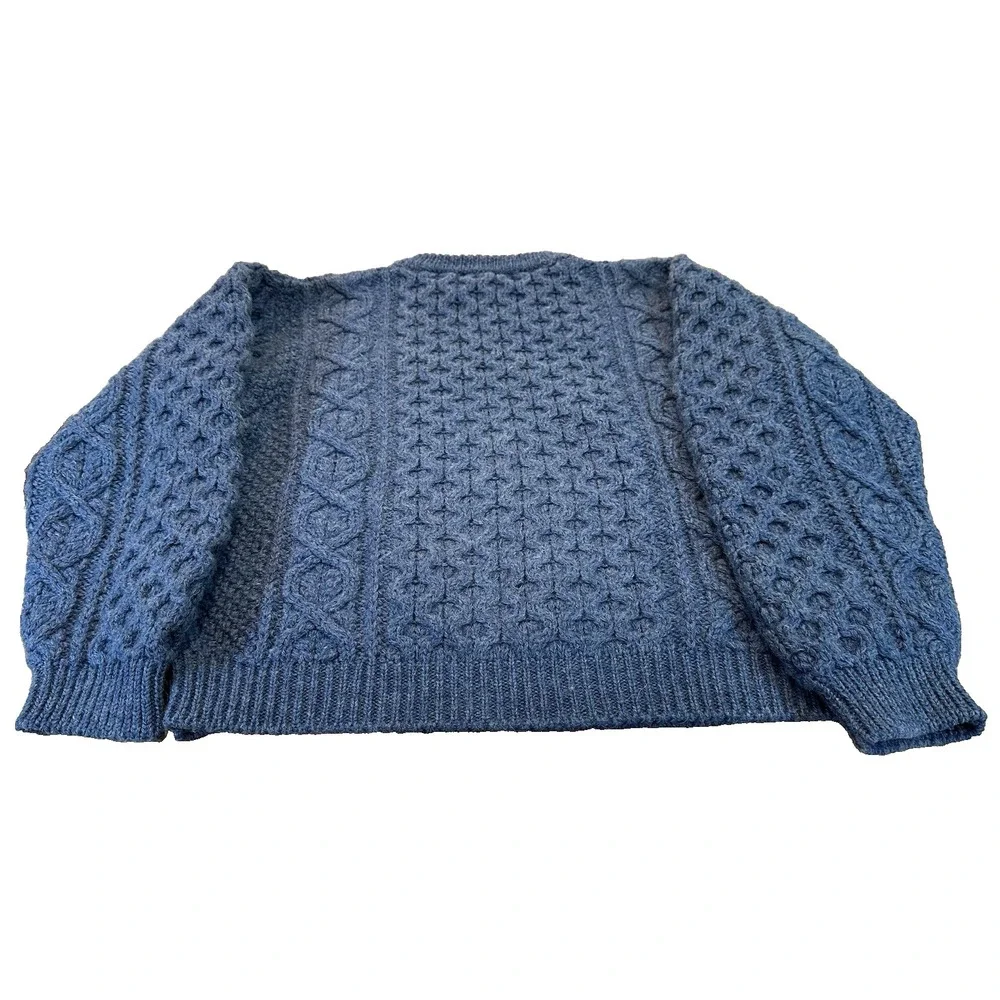 Appleseed's Womens 100%‎ Wool Cable Knit Sweater Pullover Made in Ireland Size S